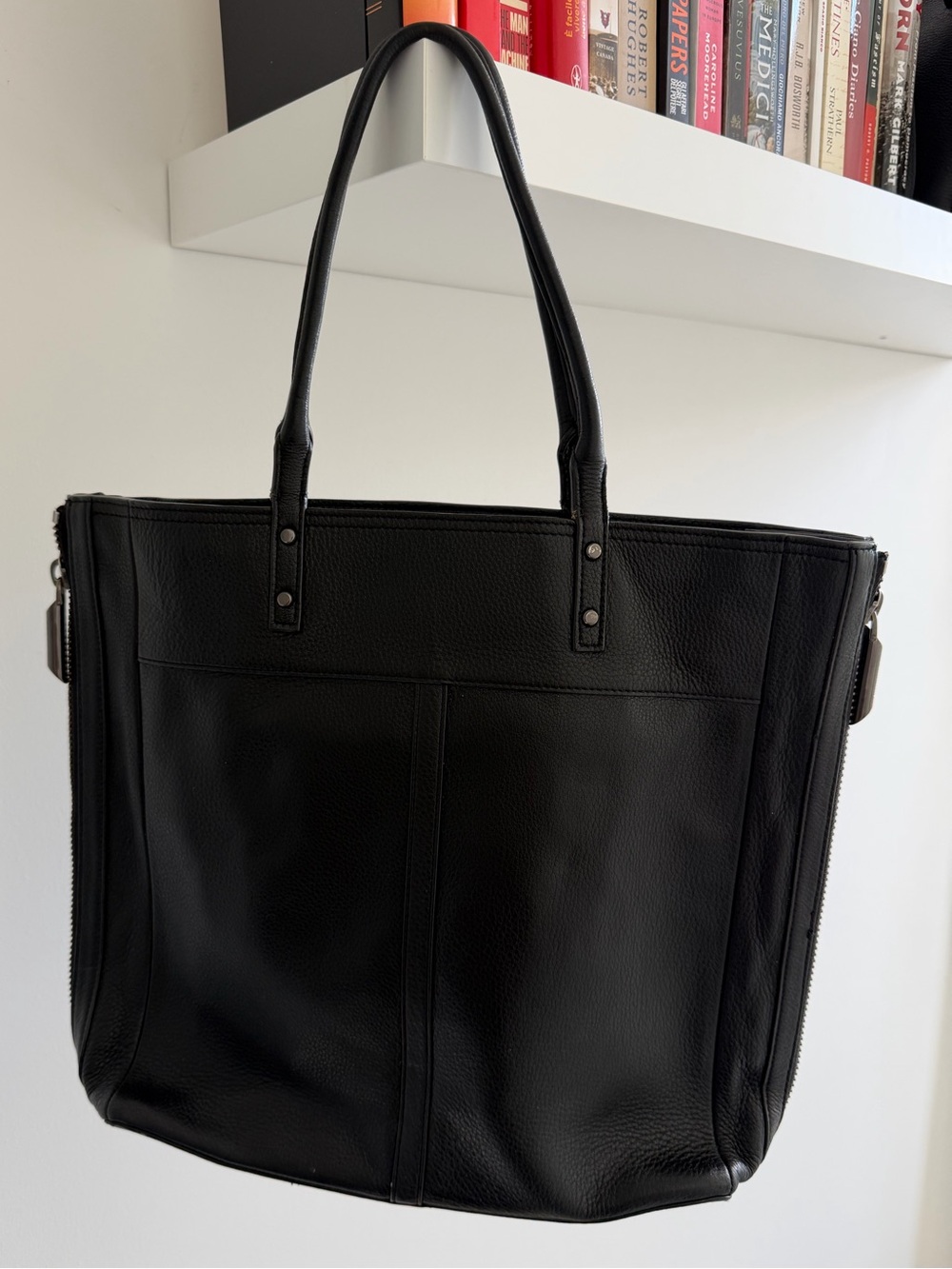 Wilfred Free Classic Black Leather Tote Bag